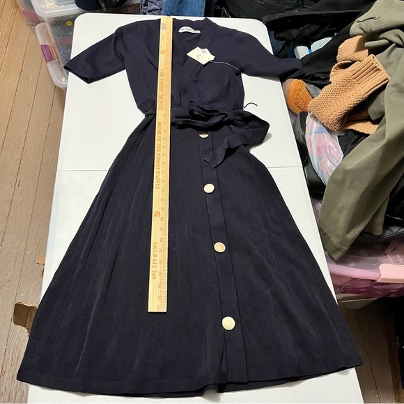 Eliza J Knit Surplice Dress Navy Blue Size 6 P1 - Picture 7 of 9